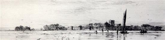 William Lionel Wyllie (1851-1931) Portchester Castle 3 x 11.75in.